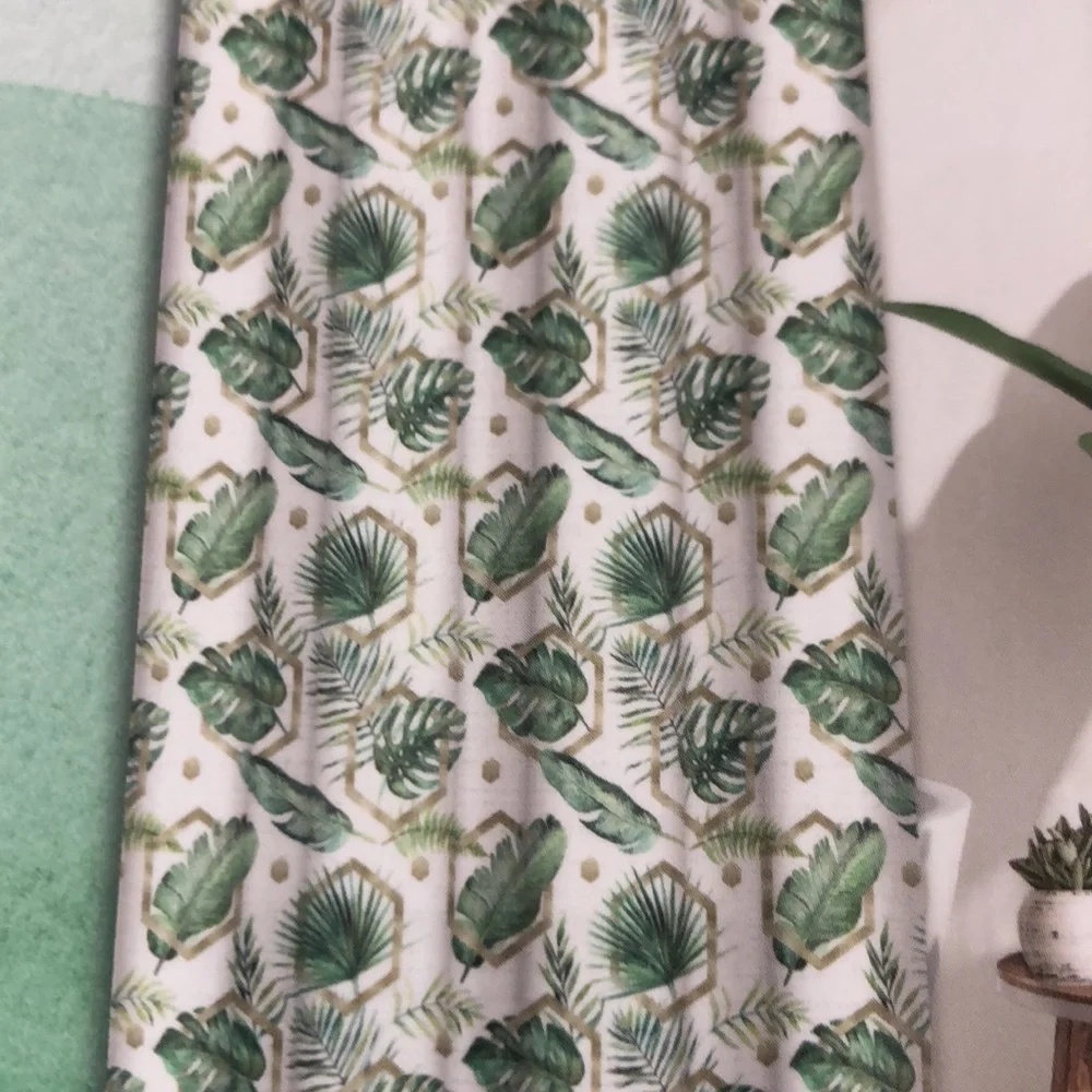 Tropical Palm Leaves Water Resistant Fabric Shower Curtain
